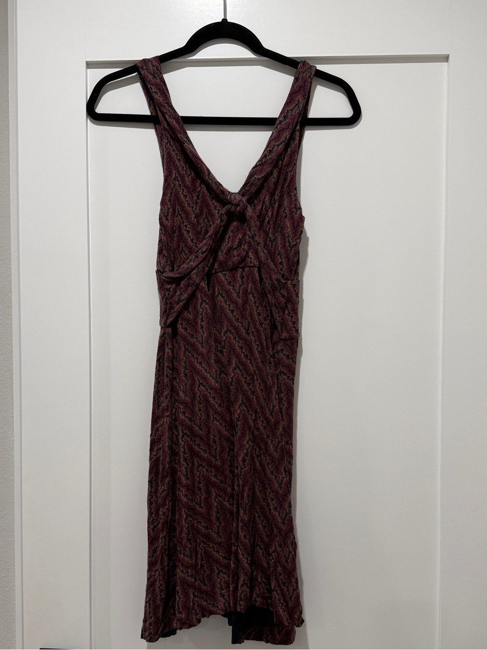 Free People Sleeveless Twist-Back Chevron Maxi Dress in Wine